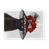 Black Cat mit Fabulous Hat Magnet (Horizontal)