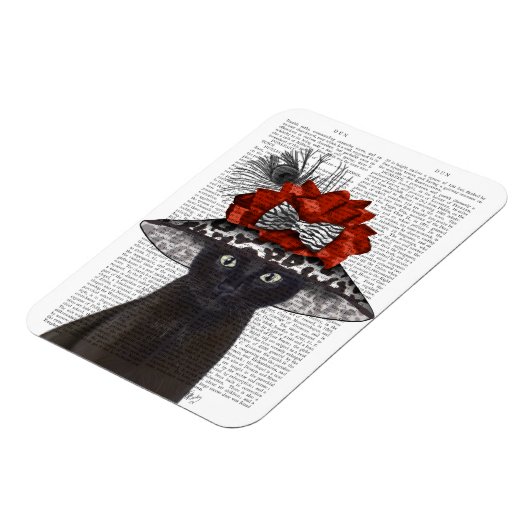 Black Cat mit Fabulous Hat Magnet (Linke Seite)