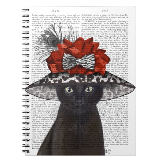 Black Cat mit Fabulous Hat Notizblock (Vorderseite)