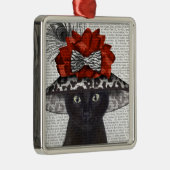 Black Cat mit Fabulous Hat Ornament Aus Metall (Rechts)
