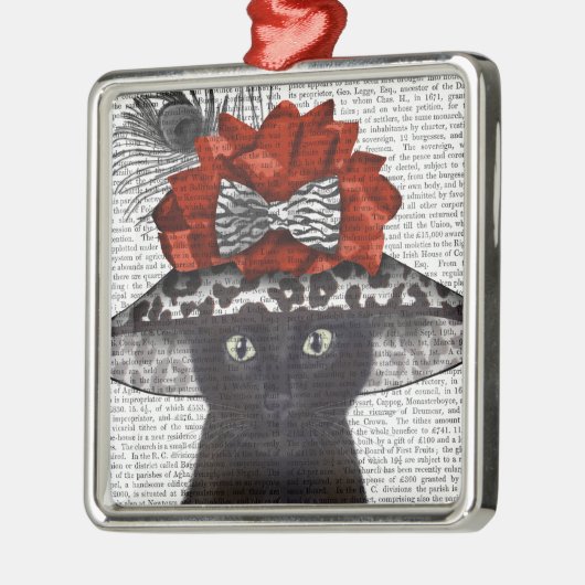 Black Cat mit Fabulous Hat Ornament Aus Metall (Links)