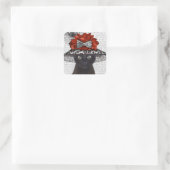 Black Cat mit Fabulous Hat Quadratischer Aufkleber (Tasche)