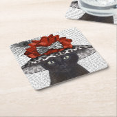 Black Cat mit Fabulous Hat Rechteckiger Pappuntersetzer (angewinkelt)