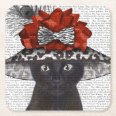 Black Cat mit Fabulous Hat Rechteckiger Pappuntersetzer (Vorderseite)