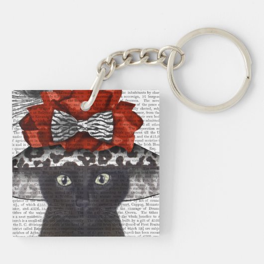 Black Cat mit Fabulous Hat Schlüsselanhänger (Rückseite)