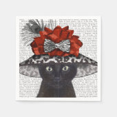 Black Cat mit Fabulous Hat Serviette (Vorderseite)