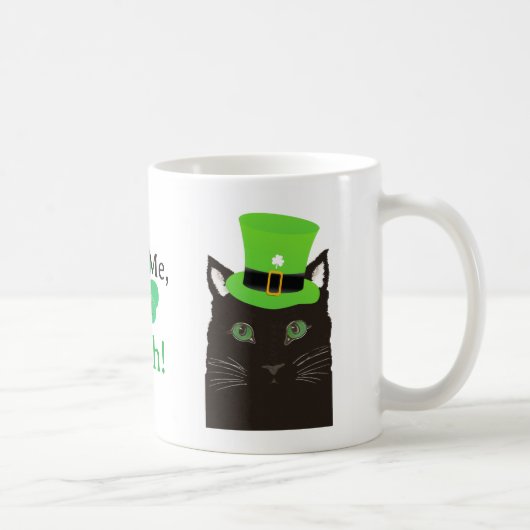 Black Cat mit Hut, Kleeblatt, Kiss Me Ich bin Irin Kaffeetasse (Rechts)