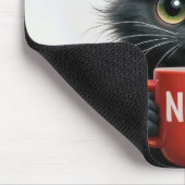 Black Cat mit Kaffee-Tasse Mousepad (Ecke)