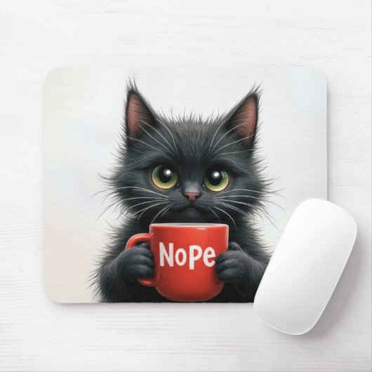 Black Cat mit Kaffee-Tasse Mousepad (Mit Mouse)
