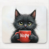 Black Cat mit Kaffee-Tasse Mousepad (Vorne)