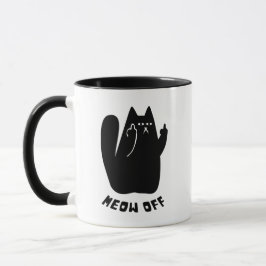 Black Cat mit Mittelfinger und sagt mir ab Tasse