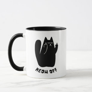 Black Cat mit Mittelfinger und sagt mir ab Tasse