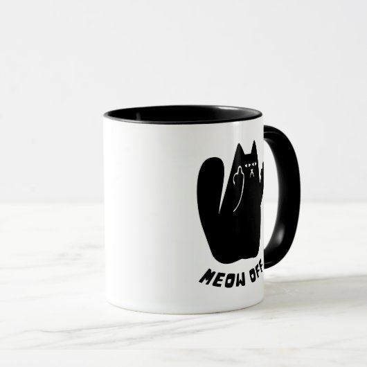 Black Cat mit Mittelfinger und sagt mir ab Tasse (VorderseiteRechts)