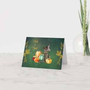 Black Cat mit Pumpkins Halloween Card Dankeskarte