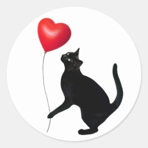 Black Cat mit Red Balloon Stickers