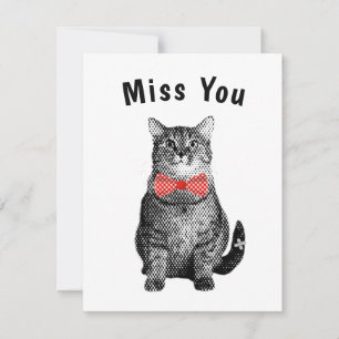 Black Cat mit Red Polka Dot Bow Niedlich Miss You Mitteilungskarte