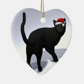 Black Cat mit Santa Claus Hut Keramik Ornament (Rechts)