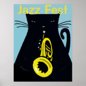Black Cat mit Trumpet, Jazz Poster (Vorne)