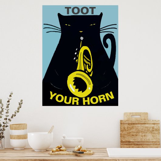 Black Cat mit Trumpet Poster (Küche)