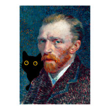Black Cat mit Van Gogh Portrait