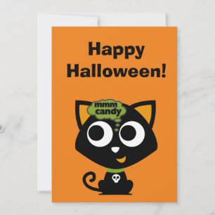Black Cat Mmm Candy Halloween Feiertagskarte