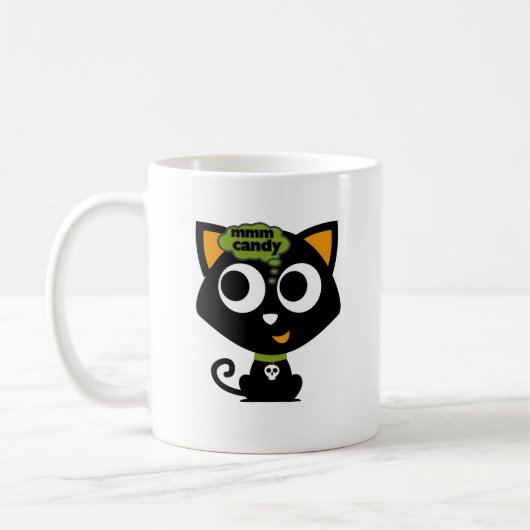 Black Cat Mmm Candy Halloween Kaffeetasse (Links)