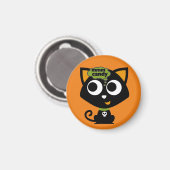 Black Cat Mmm Candy Halloween Magnet (Vorderseite/Rückseite)