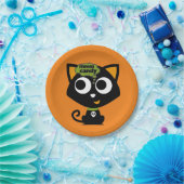 Black Cat Mmm Candy Halloween Pappteller (Party)