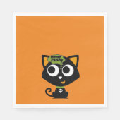 Black Cat Mmm Candy Halloween Serviette (Vorderseite)