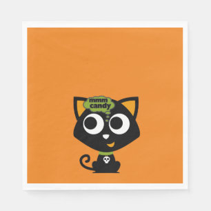 Black Cat Mmm Candy Halloween Serviette