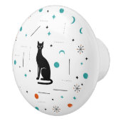 Black Cat Modern Mid Century Retro Atomic Keramikknauf (Rechts)