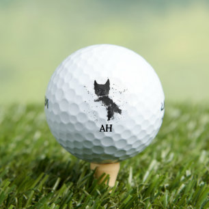 Black Cat Monogram Animal Kitten Pet Golfball