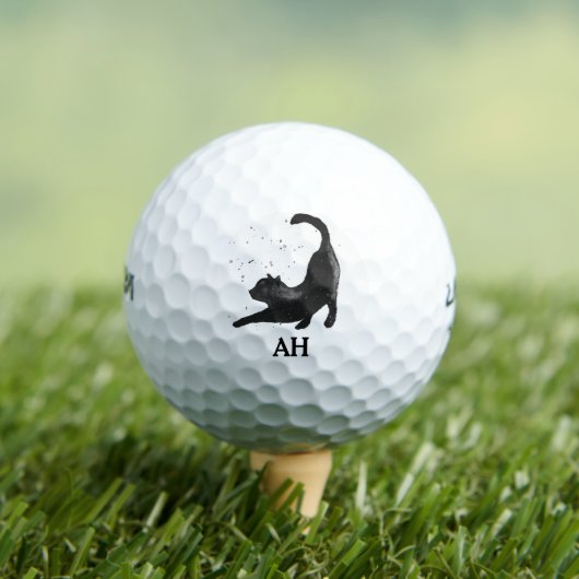 Black Cat Monogram Animal Kitten Pet Golfball (Insitu T-Shirt)