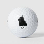 Black Cat Monogram Animal Kitten Pet Golfball (Vorderseite)