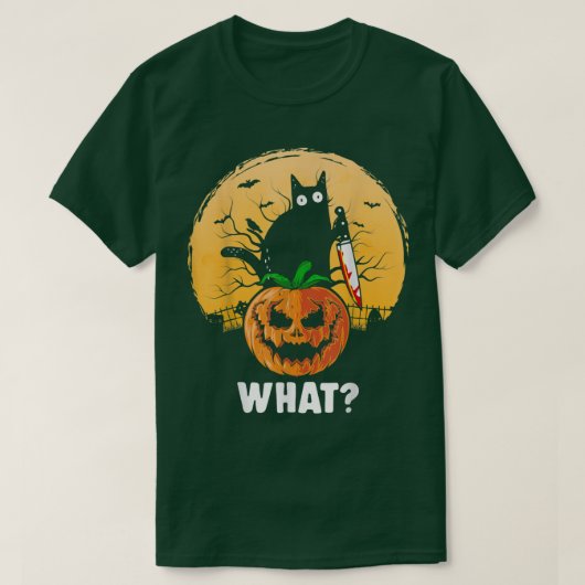 Black Cat Moon Beängstigend Pumpkin Funny Hallowee T-Shirt (Design vorne)