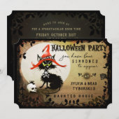 Black Cat & Moon Halloween-Party Einladung (Vorne/Hinten)