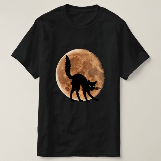 Black Cat Moon Halloween T - Shirt (Design vorne)
