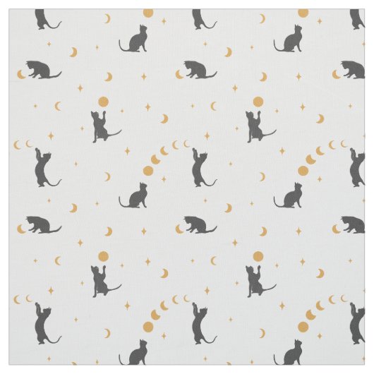 Black Cat Moon Phases Stoff (Muster)