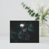Black Cat Moon Postcard Postkarte (Stehend Vorderseite)