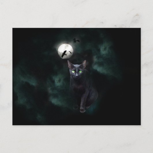 Black Cat Moon Postcard Postkarte (Vorderseite)
