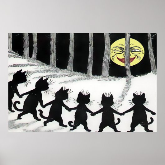 Black Cat Moon Poster drucken (Vorne)