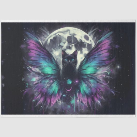 Black Cat Moon Tissue Paper Seidenpapier (Vorderseite)