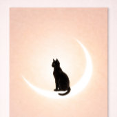 Black Cat Moon Wall Art – Neutral Beige Home Decor Poster