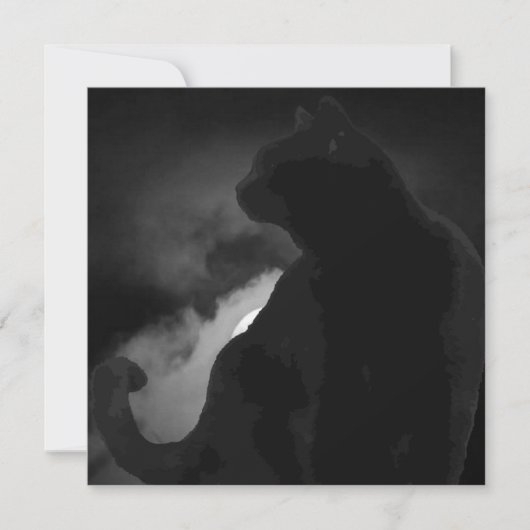 Black Cat Moonlight Silhouette Einladung (Vorderseite)