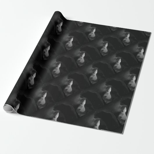 Black Cat Moonlight Silhouette Geschenkpapier (Ungerollt)