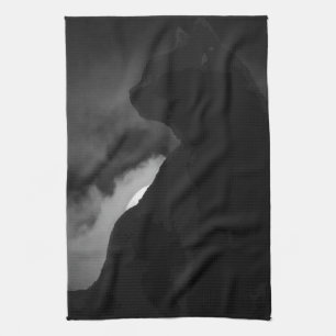 Black Cat Moonlight Silhouette Geschirrtuch