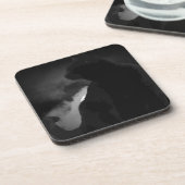 Black Cat Moonlight Silhouette Getränkeuntersetzer (Linke Seite)