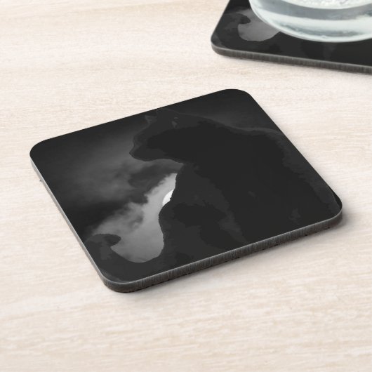 Black Cat Moonlight Silhouette Getränkeuntersetzer (Linke Seite)