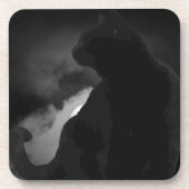 Black Cat Moonlight Silhouette Getränkeuntersetzer (Vorderseite)