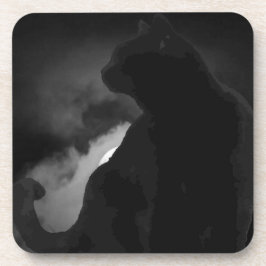 Black Cat Moonlight Silhouette Getränkeuntersetzer